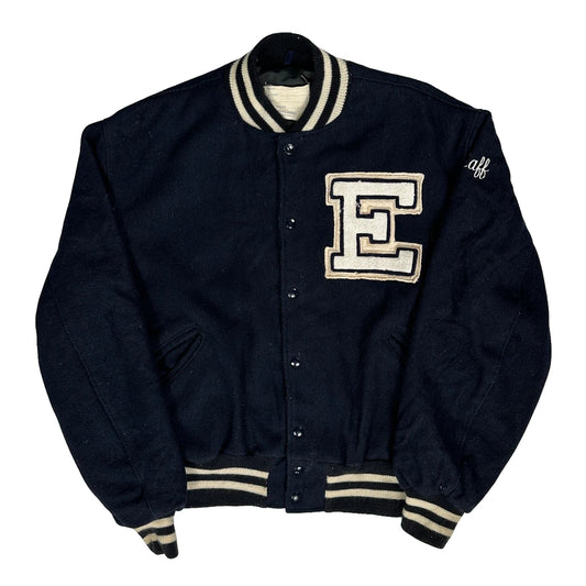 Vintage Exeter Tennis Delong College Varsity Jacket - XL Navy Wool