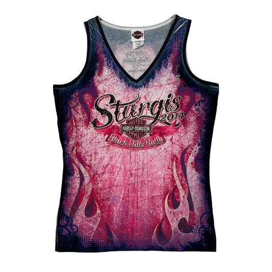 Sturgis 2014 Black Hills Rally Harley Davidson Graphic Vest - Large Pink Polyester