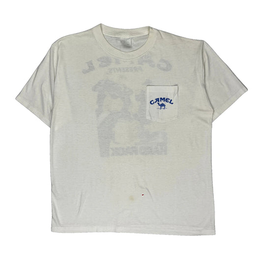90S Hard Pack Cigarettes Camel Graphic T-Shirt - Large White Cotton Blend