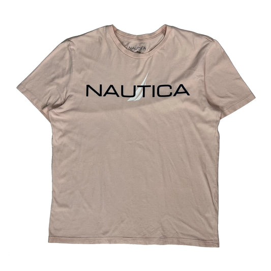 Nautica Spellout T-Shirt - XL Pink Cotton