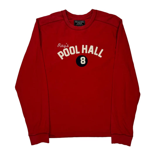 Abercrombie & Fitch Graphic Long Sleeve T-Shirt - Medium Red Cotton