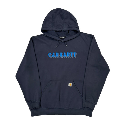 Rain Defender Carhartt Spellout Hoodie - XL Navy Cotton