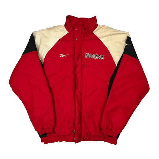 Wisconsin Reebok College Varsity Jacket - Large Red Polyester