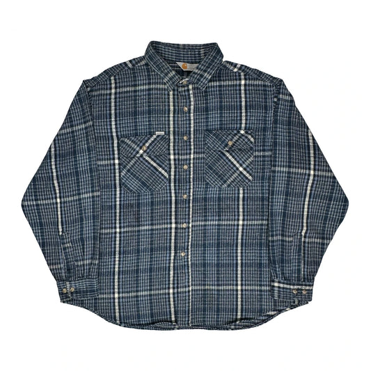 Carhartt Checked Flannel Shirt - XL Navy Cotton