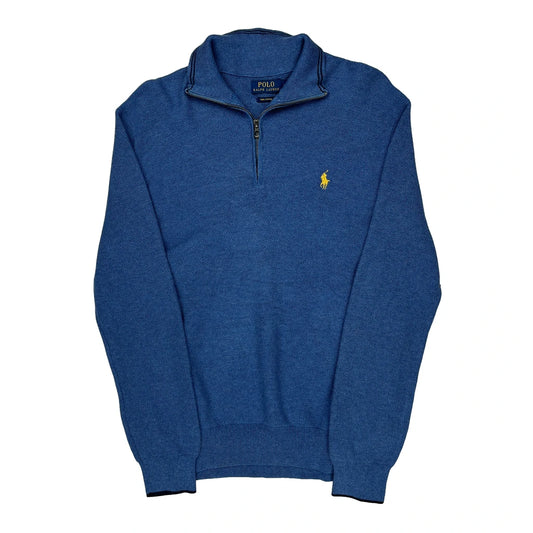 Vintage Polo By Ralph Lauren 1/4 Zip - Medium Blue Cotton