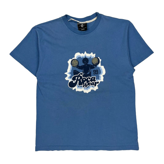 Rocawear Graphic T-Shirt - Medium Blue Cotton