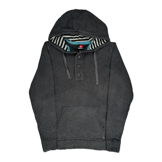 Quiksilver Striped Hoodie - Large Grey Knitted