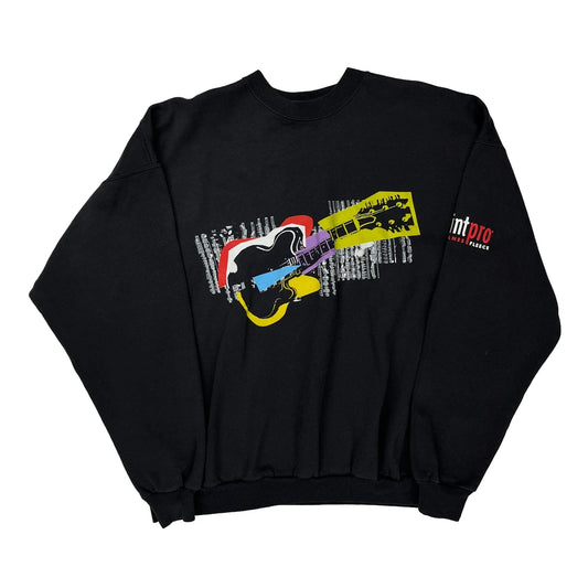 Guitar Print Hanes Graphic Sweatshirt - XL Multicoloured Cotton Blend