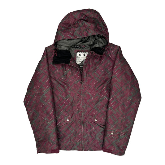 Oakley Maroon All Over Print Ski Jacket - Large Burgundy Polyester