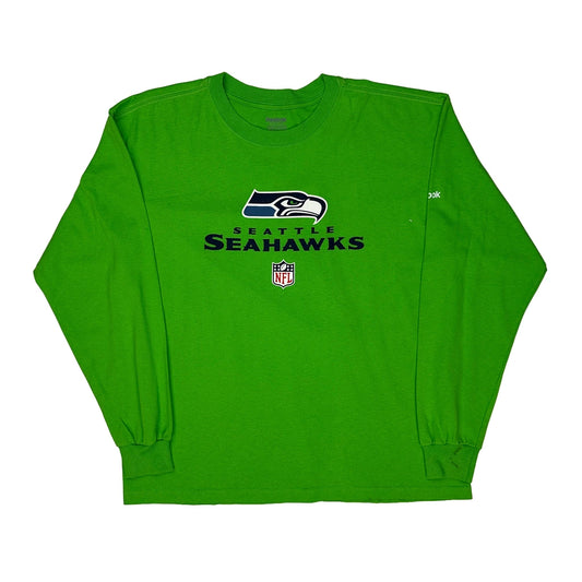 Seattle Seahawks Reebok Nfl Long Sleeve T-Shirt - Large Green Cotton