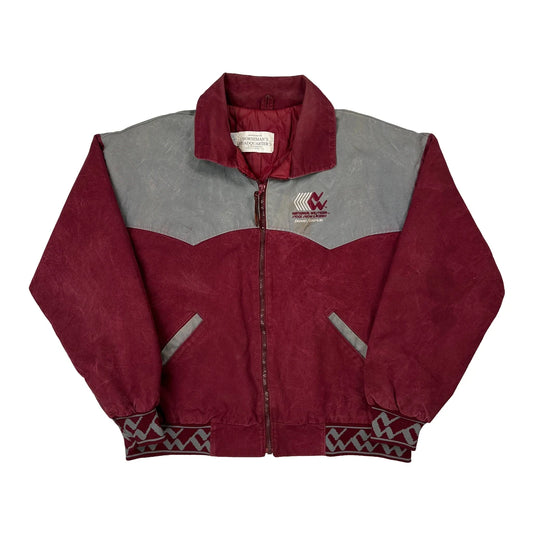 Made In USA Horseman'S Headquarter'S Workwear Santa Fe Bomber Jacket - Large Burgundy Cotton