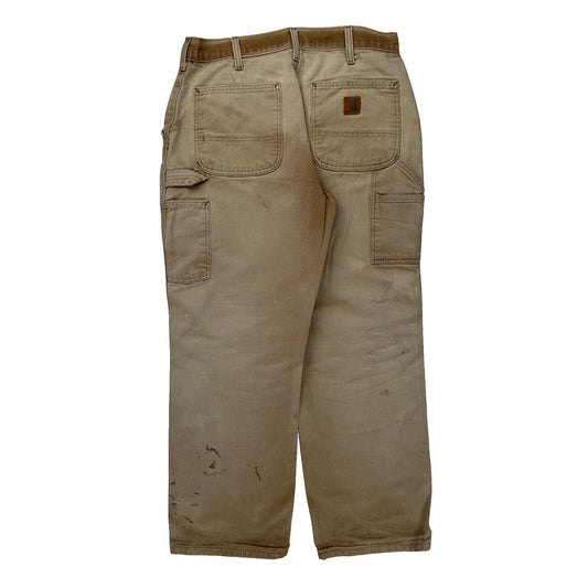 Carhartt Double Knee Dungarees - 32W 30L Beige Cotton