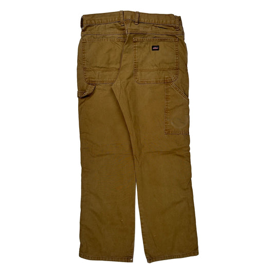 Dickies Double Knee Carpenter Trousers - 34W 30L Brown Cotton