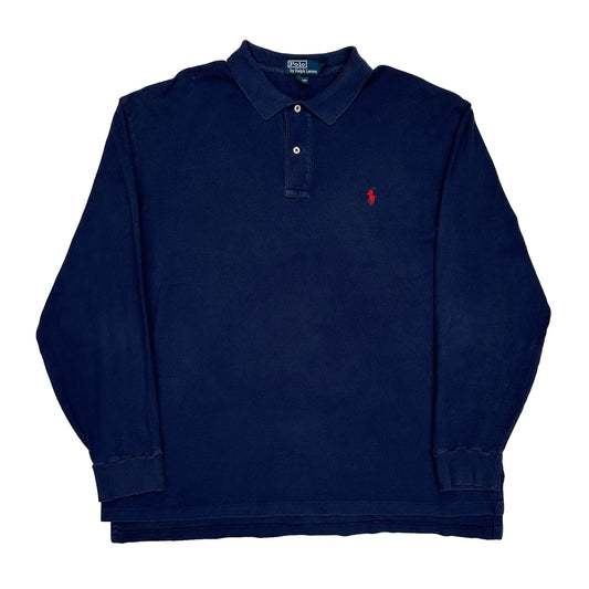 Polo By Ralph Lauren Long Sleeve Polo Shirt - 2XL Navy Cotton