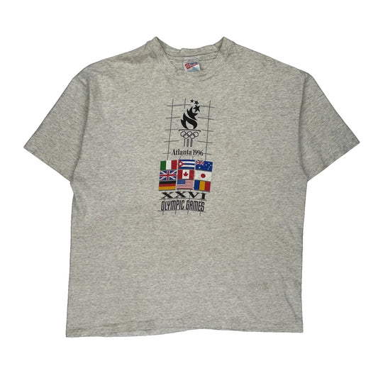 Atlanta 1996 Olympics Hanes Single Stitch T-Shirt - XL Grey Cotton