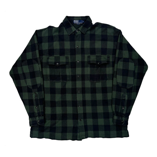 Polo By Ralph Lauren Checked Flannel Shirt - Medium Green Cotton