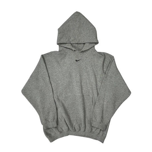 Made In USA Nike Center Swoosh Hoodie - Large Grey Cotton