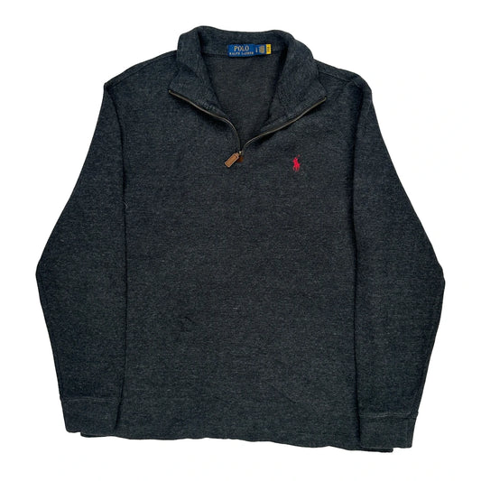 Polo By Ralph Lauren 1/4 Zip - Large Grey Cotton