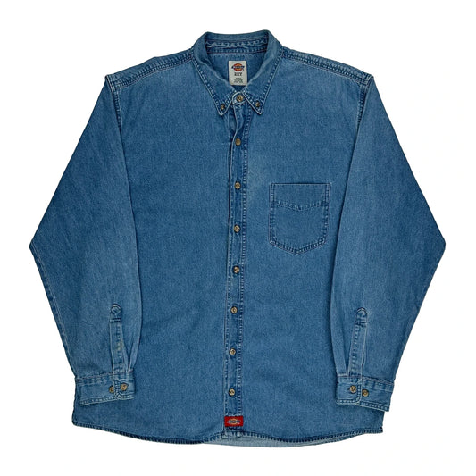 Vintage Dickies Tall Denim Shirt - 2XL Blue Cotton