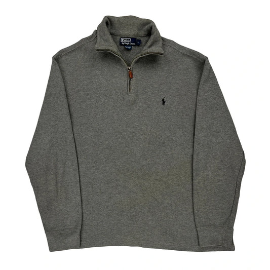Polo By Ralph Lauren 1/4 Zip - Large Grey Cotton