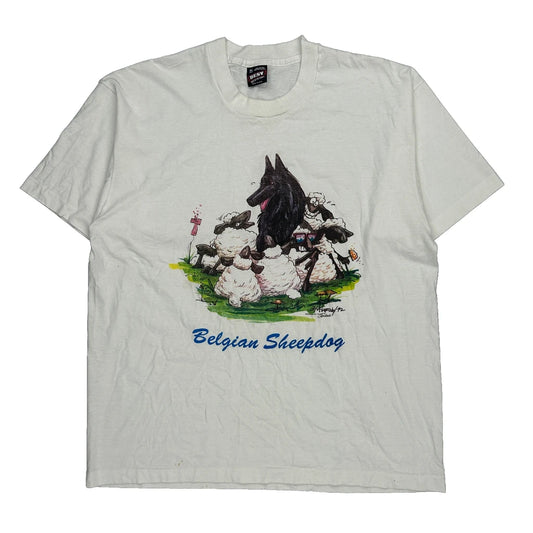 Belgian Sheepdog Fruit Of The Loom Single Stitch T-Shirt - XL White Cotton Blend