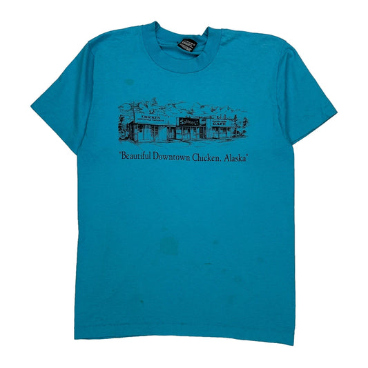 Chicken, Alaska Fruit Of The Loom Graphic T-Shirt - Medium Blue Cotton Blend