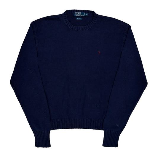 Polo By Ralph Lauren Chunky Knit Jumper - XL Navy Cotton