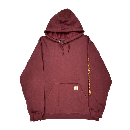 Loose Fit Carhartt Hoodie - 2XL Burgundy Cotton Blend