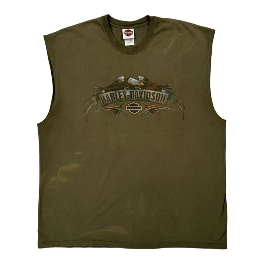 Grand Canyon Harley Davidson Graphic T-Shirt - 2XL Green Cotton