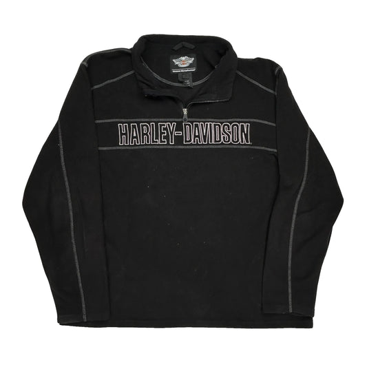 Genuine Motorclothes Harley Davidson Spellout 1/4 Zip - 2XL Black Polyester