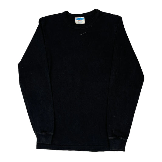 Champion Long Sleeve T-Shirt - Small Black Cotton