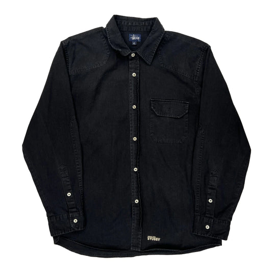 Stussy Denim Shirt - Large Black Denim