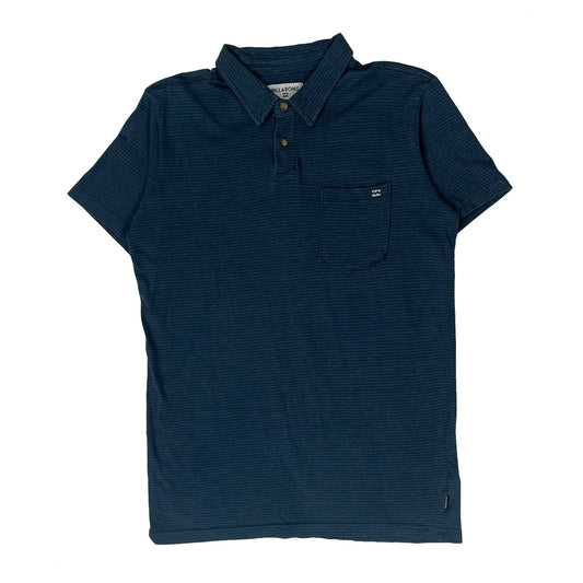 Standard Issue Polo Billabong Striped Polo Shirt - Medium Navy Cotton