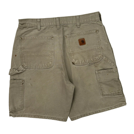 Carhartt Double Knee Carpenter Shorts - 32W 8L Beige Cotton