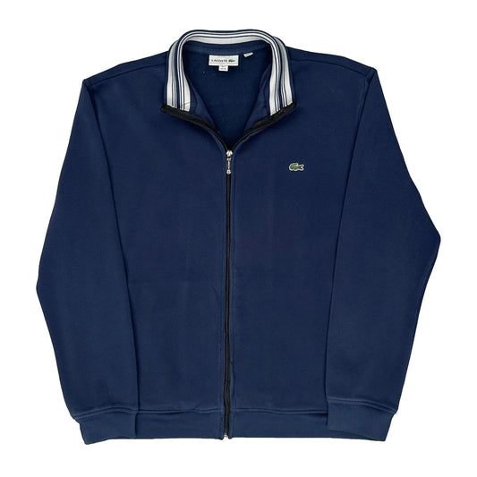 Vintage Lacoste Collared Zip Up - 2XL Blue Cotton