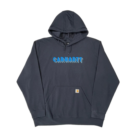 Rain Defender Carhartt Spellout Hoodie - 2XL Navy Cotton