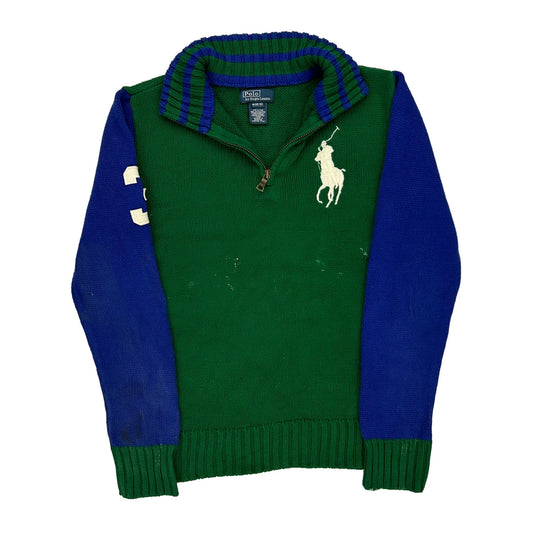 Age 8-9 Polo By Ralph Lauren 1/4 Zip - Medium Blue Cotton