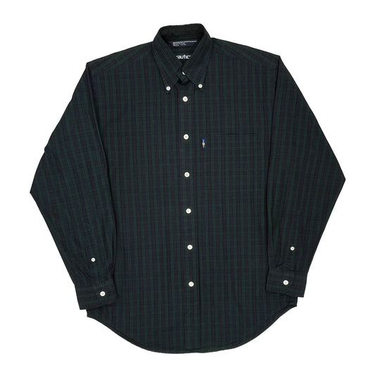 Nautica Checked Shirt - Small Green Cotton