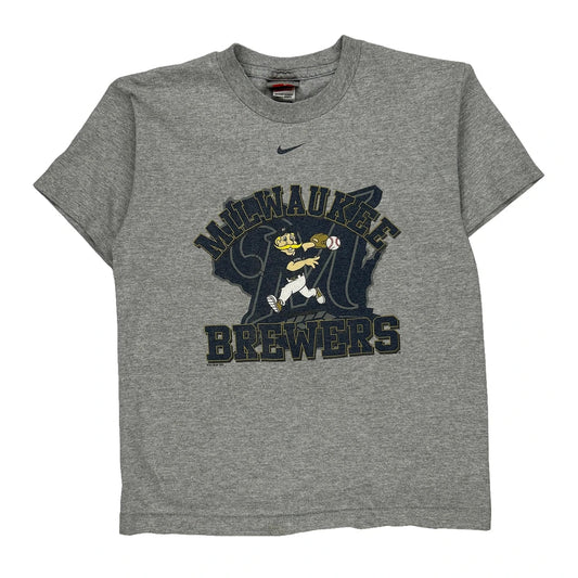 Vintage Milwaukee Brewers Nike Mlb T-Shirt - Medium Grey Cotton