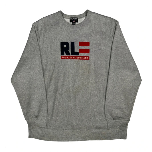 Ralph Lauren Spellout Sweatshirt - Medium Grey Cotton Blend