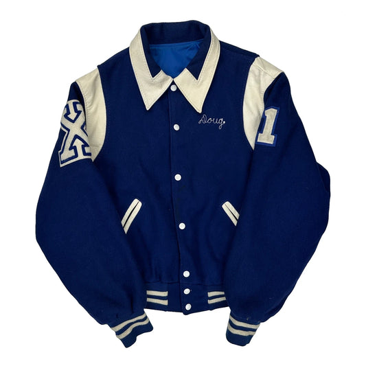 Varsity X Holloway College Varsity Jacket - XL Blue Leather