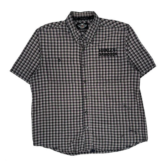An American Legend Harley Davidson Short Sleeve Shirt - XL Grey Cotton