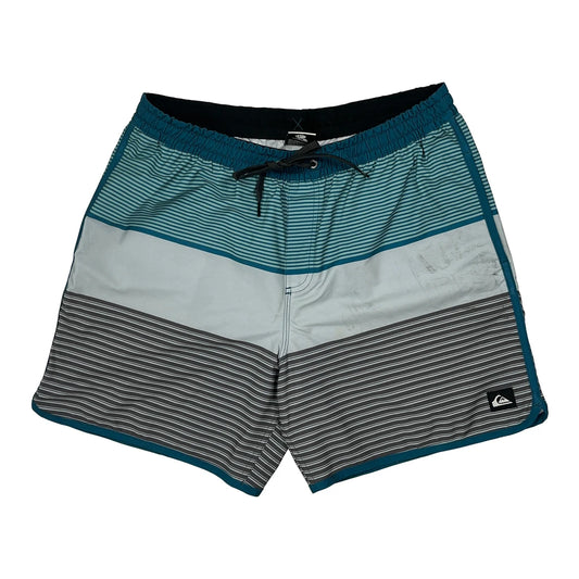 Quiksilver Striped Sport Shorts - Large Blue Polyester
