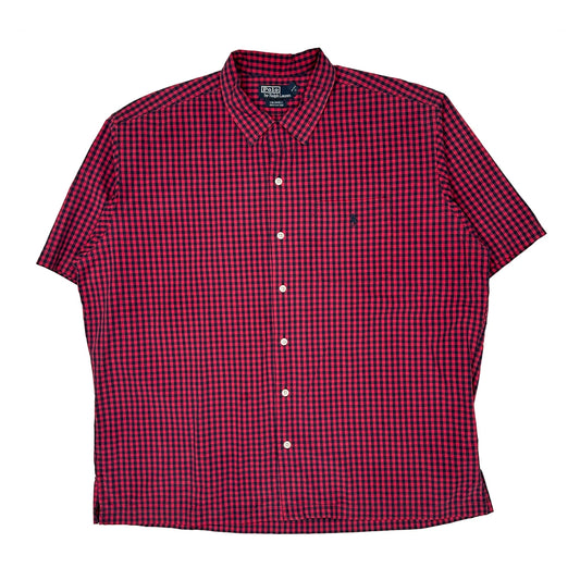 Caldwell Polo By Ralph Lauren Checked Short Sleeve Shirt - XL Navy Cotton