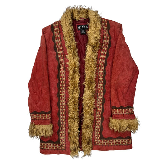 Mixit Afghan Coat - Medium Brown Faux Fur