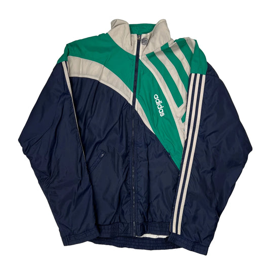 Adidas Striped Track Jacket - Large Navy Polyester