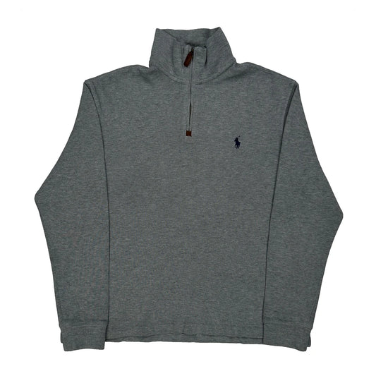 Polo By Ralph Lauren 1/4 Zip - Medium Grey Cotton