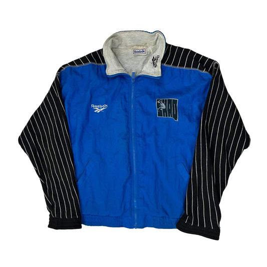 Shaq Reebok Striped Track Jacket - Medium Blue Nylon