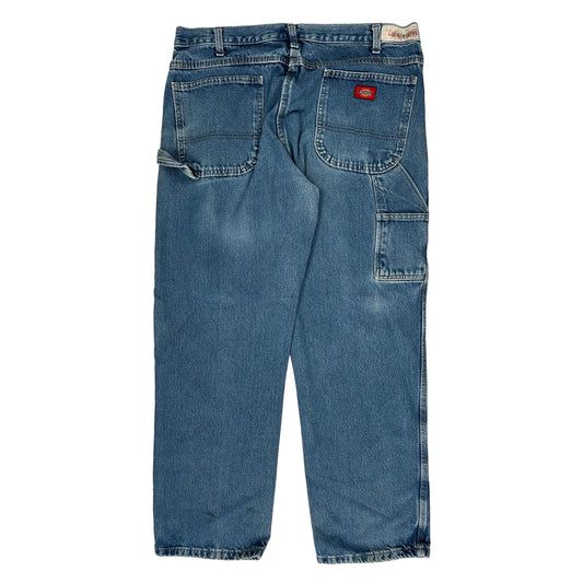 Dickies Double Knee Carpenter Jeans - 36W 30L Blue Cotton