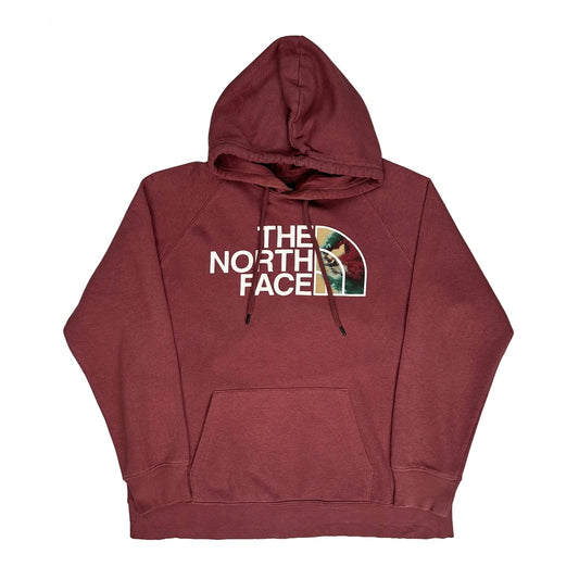 The North Face Hoodie - Large Burgundy Cotton Blend